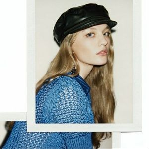Zara Faux Leather Baker Boy Hat 